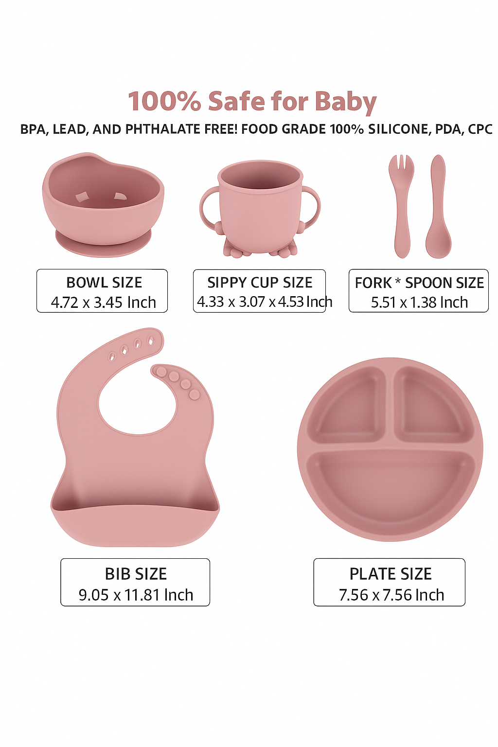 Snazzio 6-in-1 Silicone Baby Dining Set